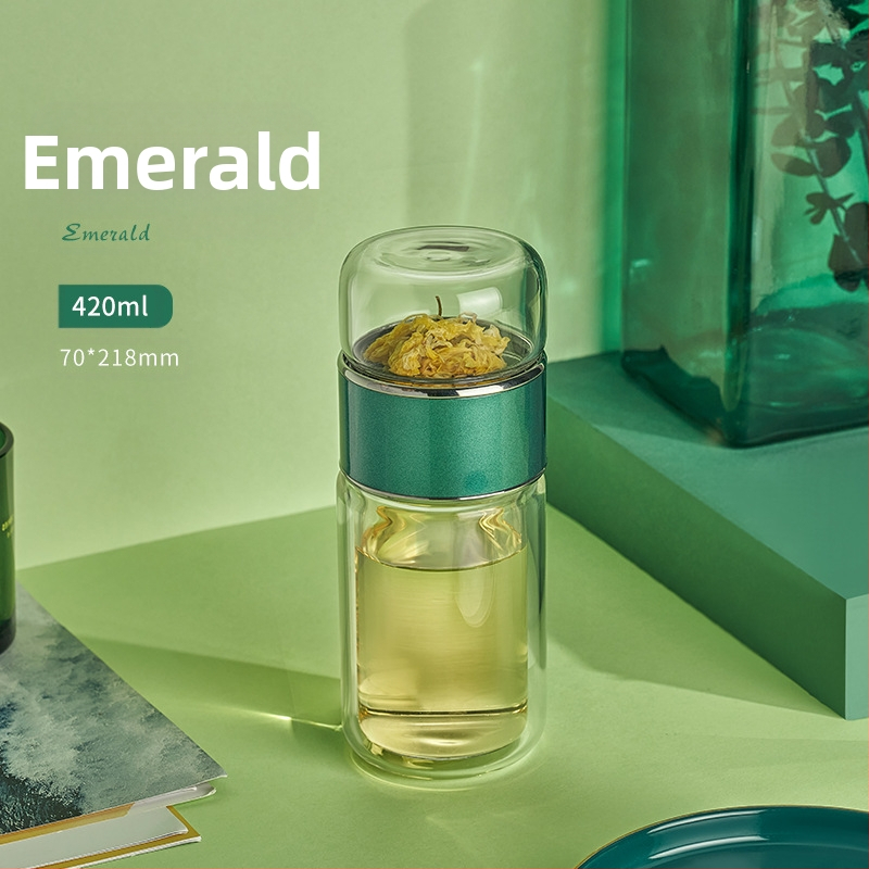 Teaszétválasztós teáscsésze virágos teáscsésze kétrétegű üveg női nettó piros aranyos hordozható vizespohár 2022 új csésze