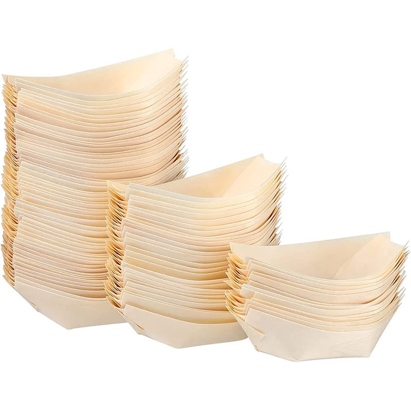 Vienkartinė kanojos popierinė valties dėžutė užkandžių padėklas tešlos pakavimo dėžutė užkandžių padėklas medinė valtis Japoniški kūrybingi mediniai stalo reikmenys