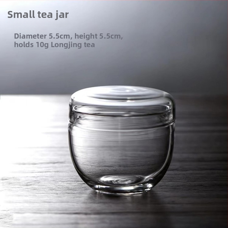 Malá mini plechovka na čaj, plechovka na prebúdzací čaj z vysokého borosilikátového skla, plechovka na kung-fu čaj, prenosný sklad čaju, neuzavreté skladovanie