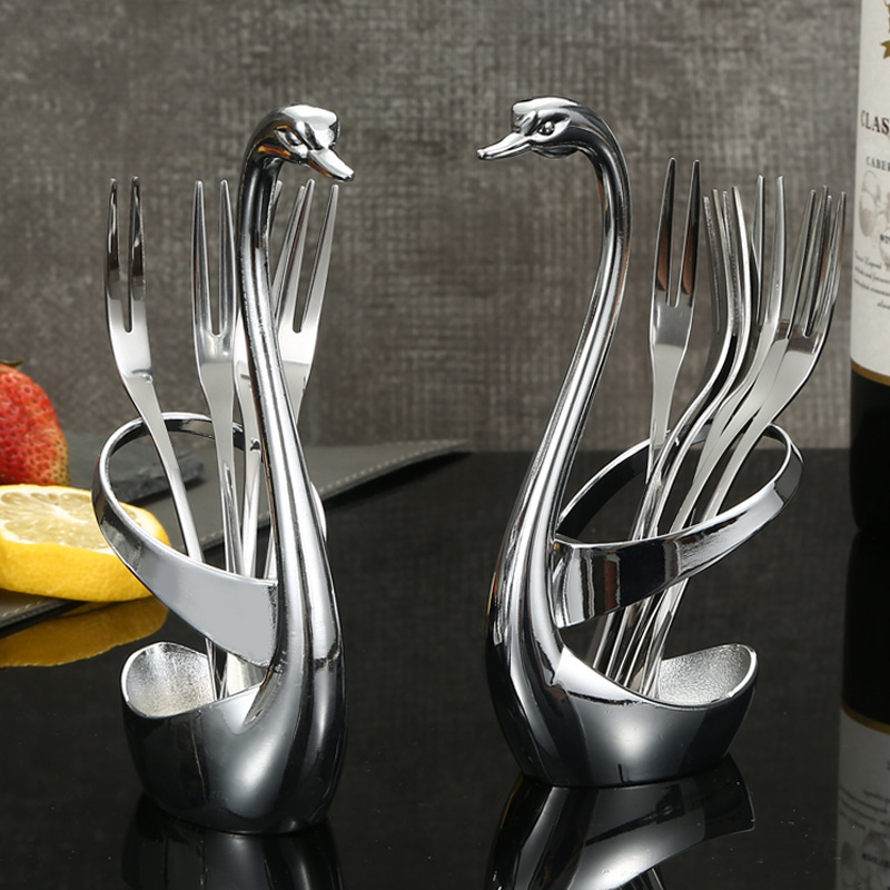 Cinko lydinio „Cynus“ vaisių šakučių organizatoriaus stalo įrankių stovas, restorano, viešbučio dekoravimo stalo įrankių laikymo stovas