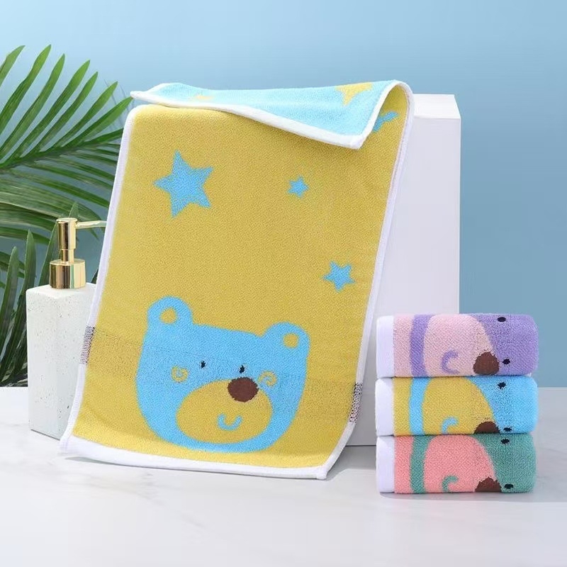 Medvilninis vaikiškas rankšluostis veidui, sugeriantis, mielas mažas rankšluostis, mokinio, darželinuko, kūdikio, veido rankšluostis, kategorija A, didmeninė prekyba