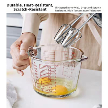 Magas hőmérsékletnek ellenálló üveg mérőpohár skálával Magas hőmérsékletnek ellenálló mikrohullámú sütőben használható sütőpohár Tojásverő pohár mérőpohárral