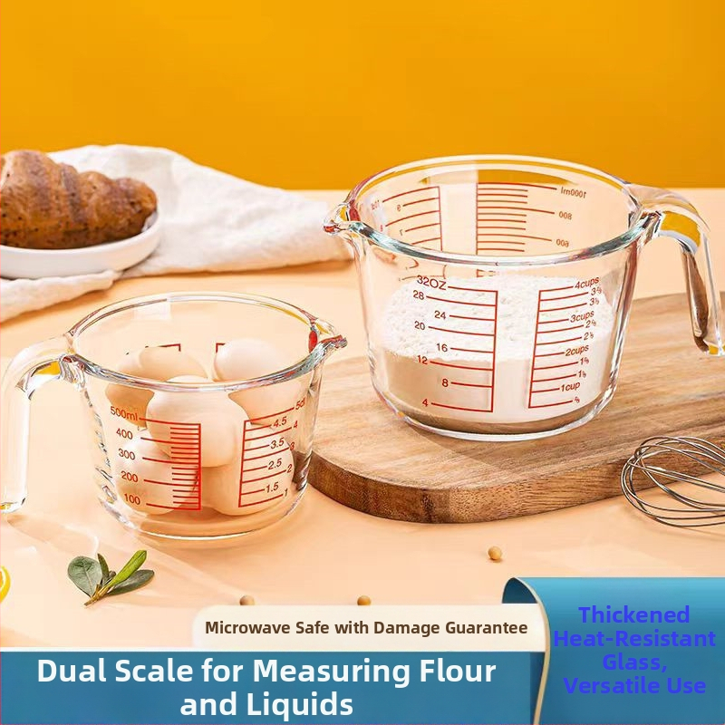 Magas hőmérsékletnek ellenálló üveg mérőpohár skálával Magas hőmérsékletnek ellenálló mikrohullámú sütőben használható sütőpohár Tojásverő pohár mérőpohárral