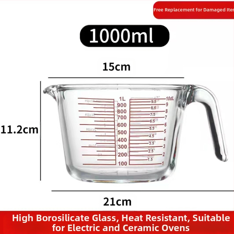 Magas hőmérsékletnek ellenálló üveg mérőpohár skálával Magas hőmérsékletnek ellenálló mikrohullámú sütőben használható sütőpohár Tojásverő pohár mérőpohárral