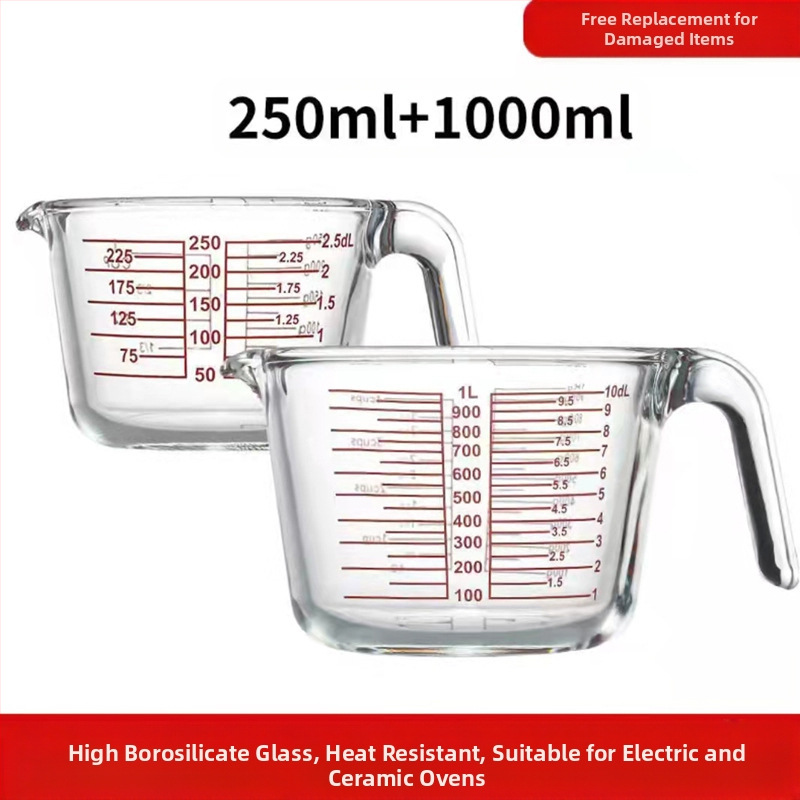 Magas hőmérsékletnek ellenálló üveg mérőpohár skálával Magas hőmérsékletnek ellenálló mikrohullámú sütőben használható sütőpohár Tojásverő pohár mérőpohárral
