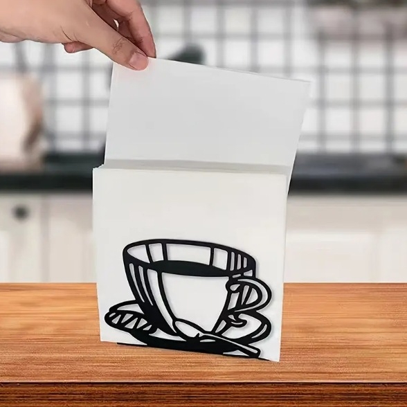 Metalinis modernus kavos puodelio servetėlių laikiklis stalviršiui, laisvai pastatomas servetėlių laikiklis, dekoratyvinė servetėlių dėžutė