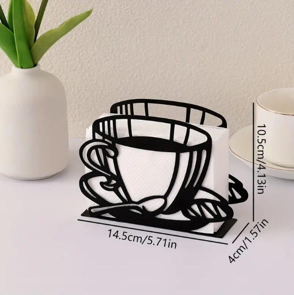 Metalinis modernus kavos puodelio servetėlių laikiklis stalviršiui, laisvai pastatomas servetėlių laikiklis, dekoratyvinė servetėlių dėžutė