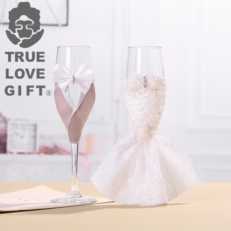 Vestuvių taurė Vestuvės Romantiškos vestuvių šampano meilės rinkinys Perdavimo vyno taurė Taurė nuotakai ir jaunikiui