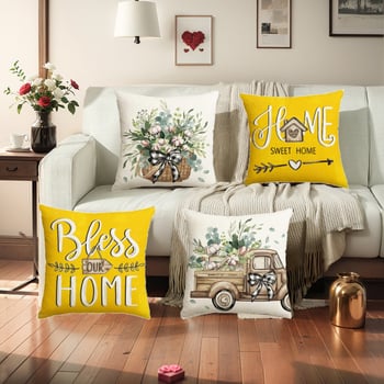 Amazon Xiyin temu comerț electronic transfrontalier casă nouă camion galben coș de bambus canapea cu flori lenjerie de birou îmbrățișare