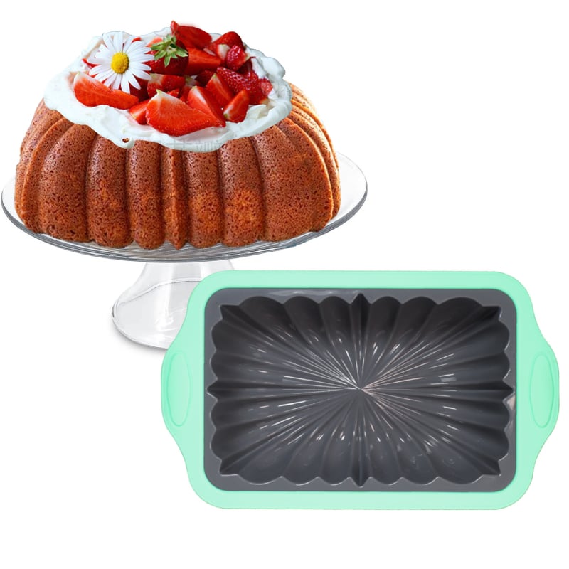 Nový dvojfarebný oceľový krúžok, silikónový hriankový tanier, dlhý štvorcový kvetinový plech na pečenie torty, nástroje na pečenie, hriankový tanier, forma na tortu