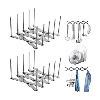 Прибираща се сгъваема стойка за тенджери от неръждаема стомана, стенна стойка за лъжици, шпатула, кука за палта, многофункционална на склад