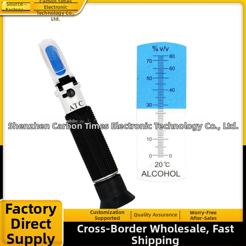 Високопрецизен 0-80% удобен ръчен рефрактометър за измерване на концентрацията на етанол и алкохол, инструмент за измерване на алкохол
