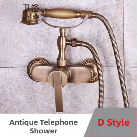 Täiesti vaskne antiikne lihtne dušikomplekt Euroopa stiilis vannitoa dušiga dušikraan retro väljalaskeavaga dušš