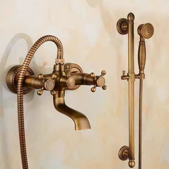 Täiesti vaskne antiikne lihtne dušikomplekt Euroopa stiilis vannitoa dušiga dušikraan retro väljalaskeavaga dušš