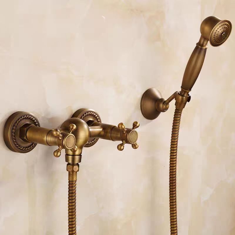 Täiesti vaskne antiikne lihtne dušikomplekt Euroopa stiilis vannitoa dušiga dušikraan retro väljalaskeavaga dušš