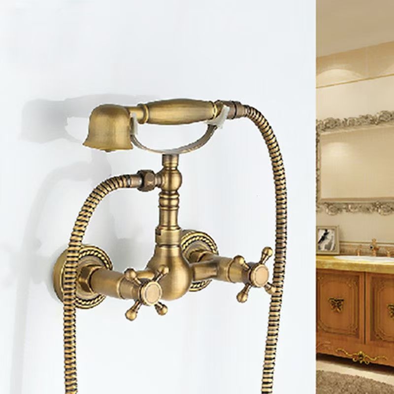 Täiesti vaskne antiikne lihtne dušikomplekt Euroopa stiilis vannitoa dušiga dušikraan retro väljalaskeavaga dušš