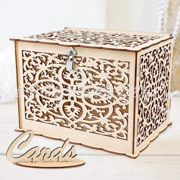 Furnizare cutie de cadouri de nuntă DIY din lemn, cutie de cadouri de nuntă din lemn pentru aniversare