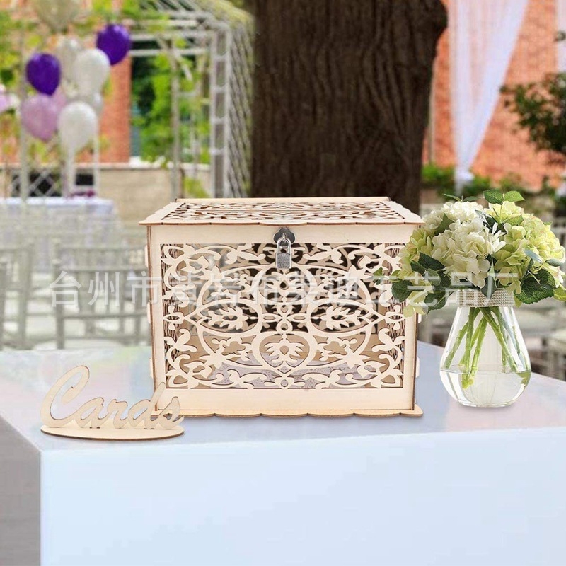 Furnizare cutie de cadouri de nuntă DIY din lemn, cutie de cadouri de nuntă din lemn pentru aniversare