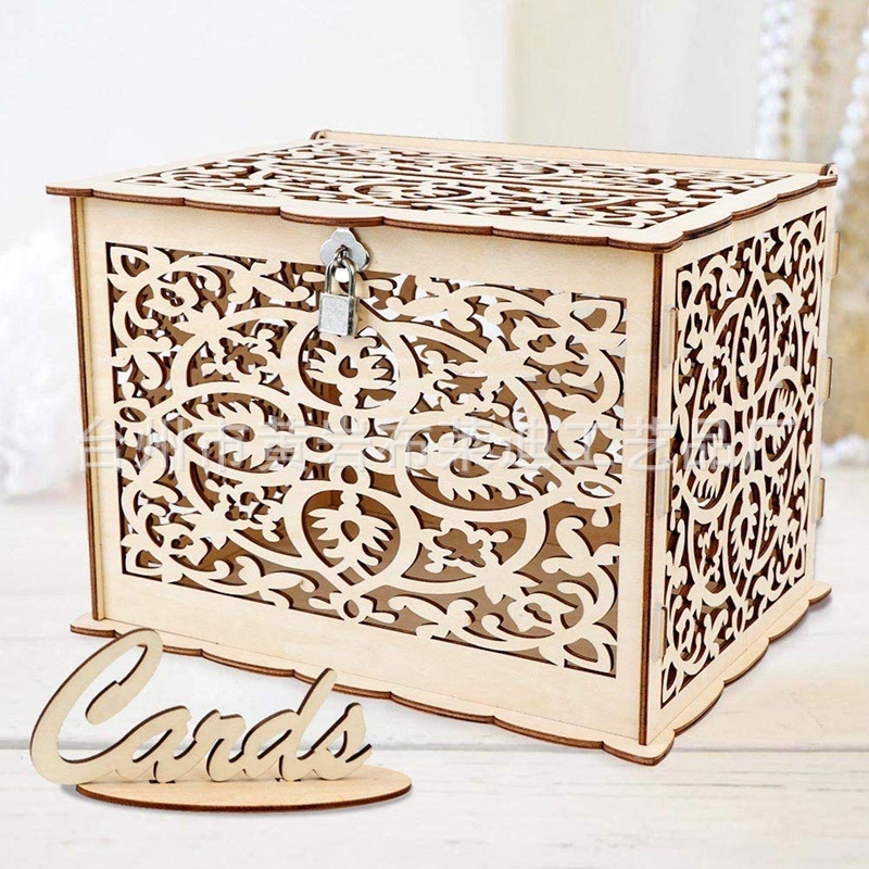 Furnizare cutie de cadouri de nuntă DIY din lemn, cutie de cadouri de nuntă din lemn pentru aniversare