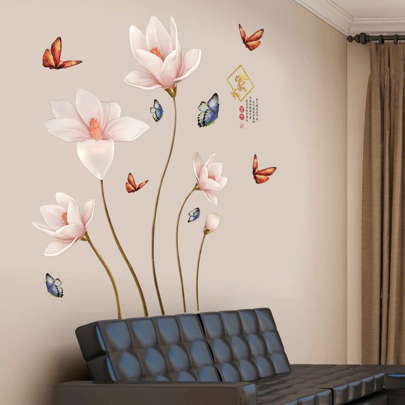 Väliskaubandus Hiina stiilis lootoseõiega magamistoa esiku kodukaunistamise seinakleebise taustapaigutus isekleepuvad piiriülesed hulgimüügid