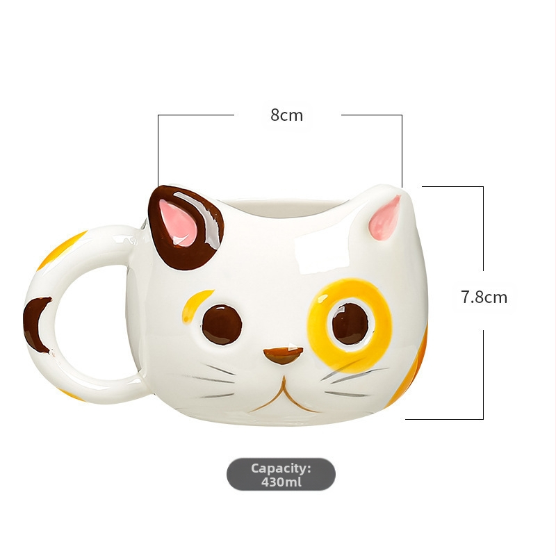 Трансгранична керамична чаша, чаша за кафе, сладка женска, практична чаша за пиене, рекламен подарък, чаша за закуска с котка