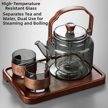 Ηλεκτρική Κεραμική Εστία για Βραστό Νερό και Παρασκευή Τσαγιού, με Λαβή, Κατάλληλη για Ατμό και Μαγείρεμα, Κατασκευασμένη από Μαύρο Γυαλί Ανθεκτικό σε Υψηλές Θερμοκρασίες