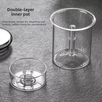 Ηλεκτρική Κεραμική Εστία για Βραστό Νερό και Παρασκευή Τσαγιού, με Λαβή, Κατάλληλη για Ατμό και Μαγείρεμα, Κατασκευασμένη από Μαύρο Γυαλί Ανθεκτικό σε Υψηλές Θερμοκρασίες