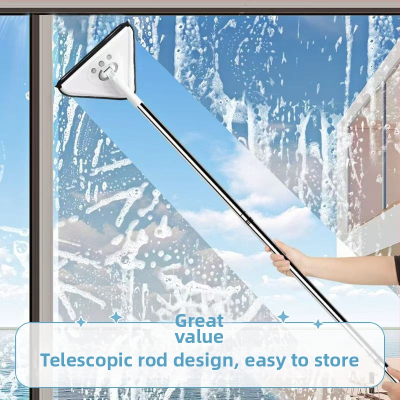 Нов триъгълен моп, изключително голям, въртящ се на 360 градуса, за почистване на стъклени стени, тавани, подове и дървени подове