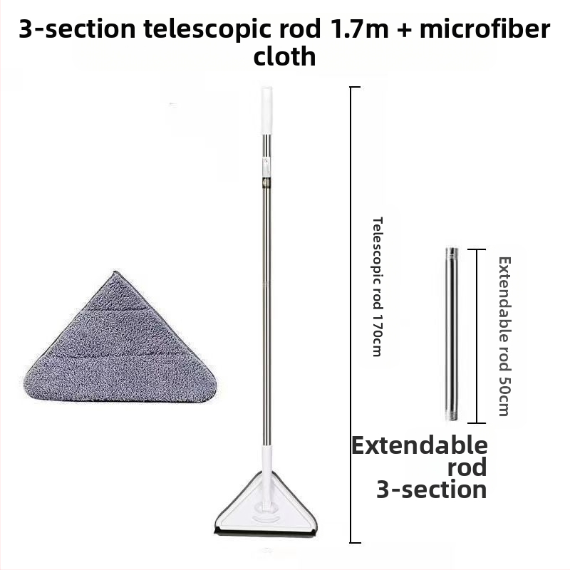 Uus kolmnurkne mopp, eriti suur, 360-kraadiselt pöörlev, klaasseinte, lagede, põrandate ja puitpõrandate puhastamiseks