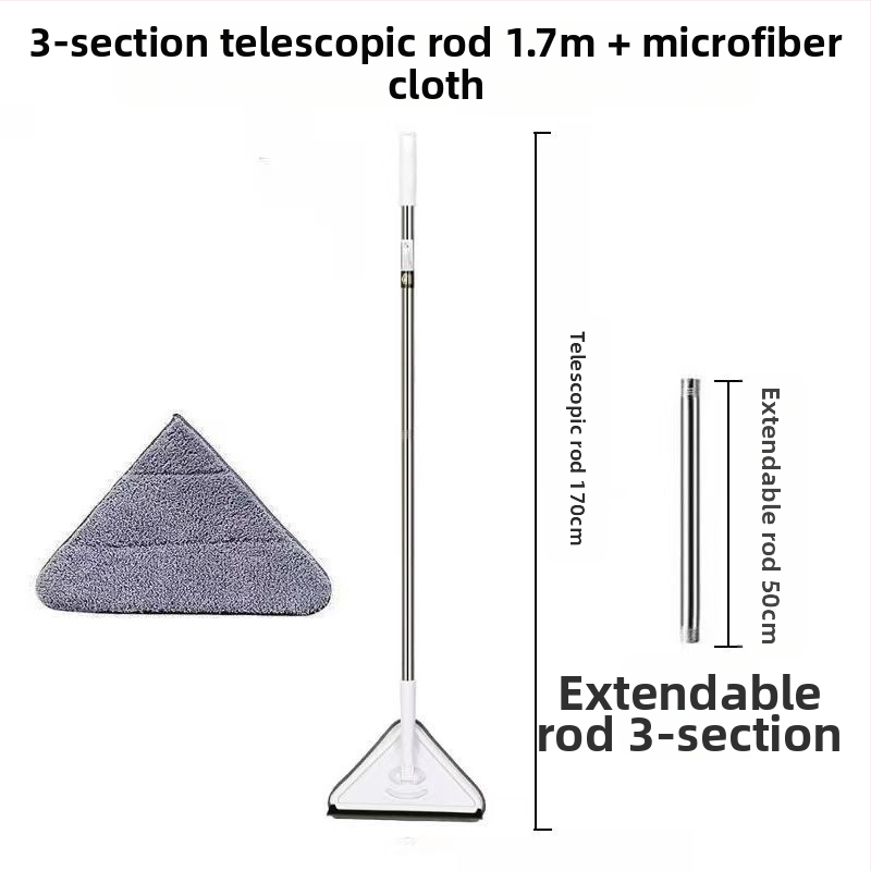 Uus kolmnurkne mopp, eriti suur, 360-kraadiselt pöörlev, klaasseinte, lagede, põrandate ja puitpõrandate puhastamiseks