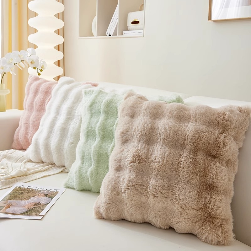 Кремава лека луксозна калъфка за възглавница в тоскански стил с плюшен заек, плюшена възглавница, диван, спалня, татами, облегалка