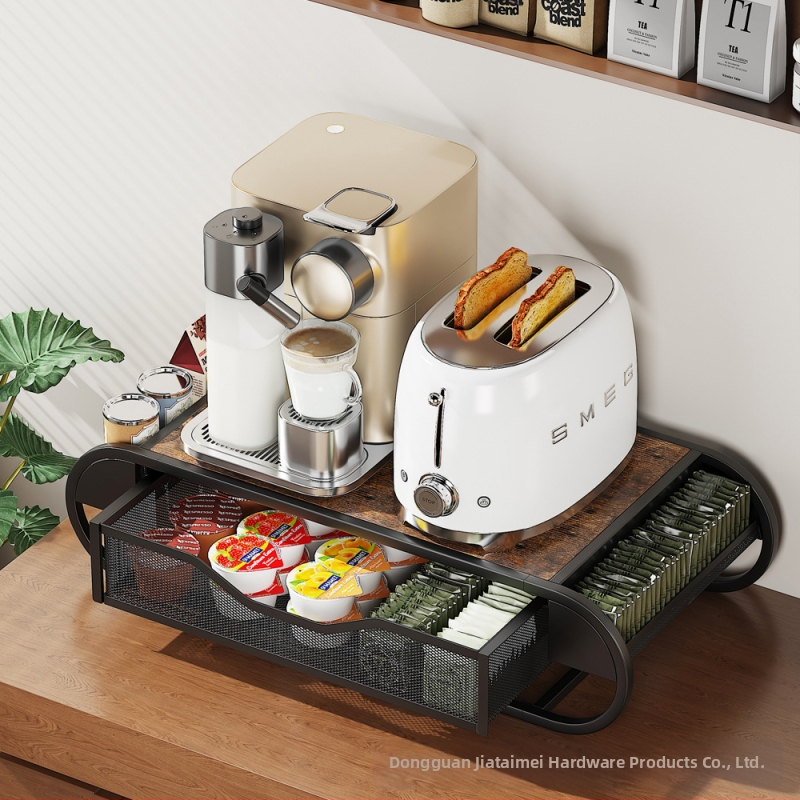 Kávékapszula-tároló állvány Új fiókos Duoqu Kusi kapszulatároló doboz Fém fa kávétároló állvány