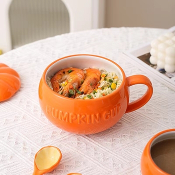 Хелоуин керамична чаша с тиква за деца, висококачествена чаша за закуска с мляко и овесени ядки, юфка, купа с яйца на пара с капак