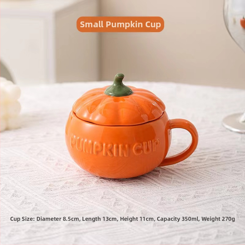 Хелоуин керамична чаша с тиква за деца, висококачествена чаша за закуска с мляко и овесени ядки, юфка, купа с яйца на пара с капак