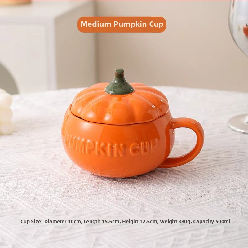 Хелоуин керамична чаша с тиква за деца, висококачествена чаша за закуска с мляко и овесени ядки, юфка, купа с яйца на пара с капак