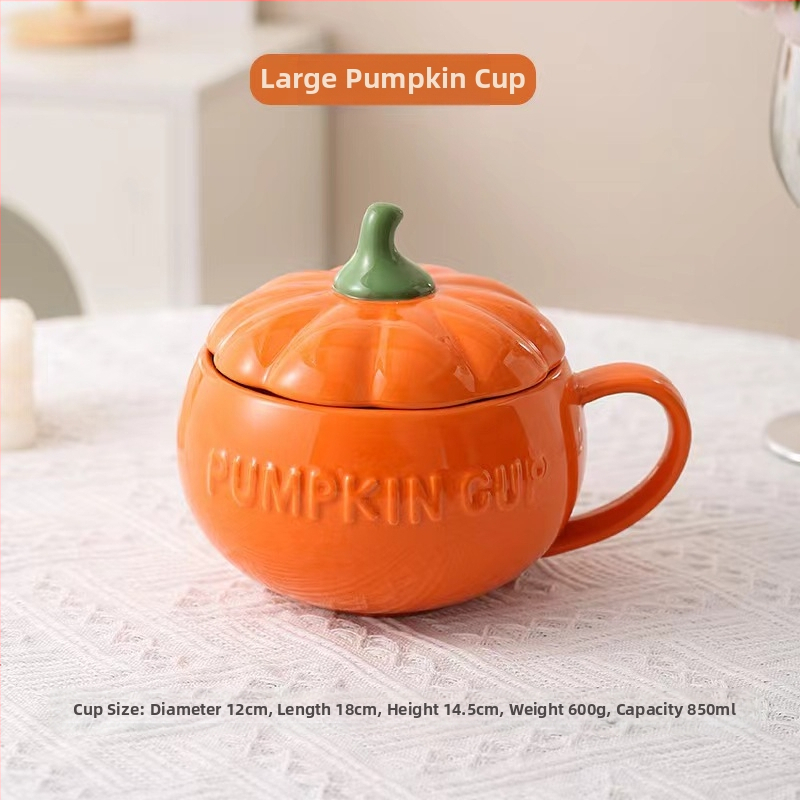 Хелоуин керамична чаша с тиква за деца, висококачествена чаша за закуска с мляко и овесени ядки, юфка, купа с яйца на пара с капак