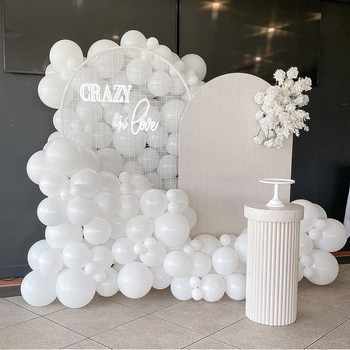 Ülepiiriline ühevärviline mattvalge pärlmuttervalge lateksist õhupallikett, sünnipäevapeo kaunistus, õhupallitarbed