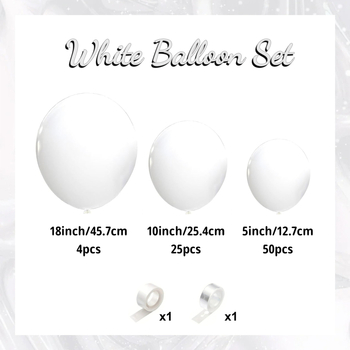 Ülepiiriline ühevärviline mattvalge pärlmuttervalge lateksist õhupallikett, sünnipäevapeo kaunistus, õhupallitarbed