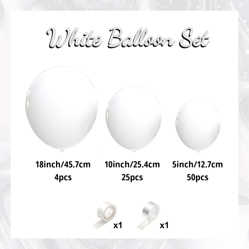 Ülepiiriline ühevärviline mattvalge pärlmuttervalge lateksist õhupallikett, sünnipäevapeo kaunistus, õhupallitarbed
