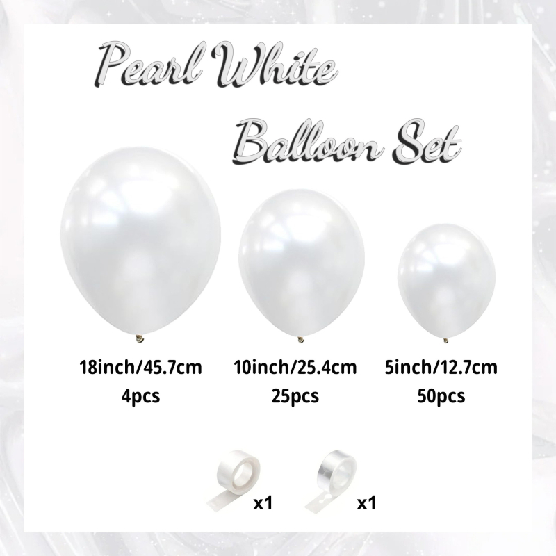 Ülepiiriline ühevärviline mattvalge pärlmuttervalge lateksist õhupallikett, sünnipäevapeo kaunistus, õhupallitarbed