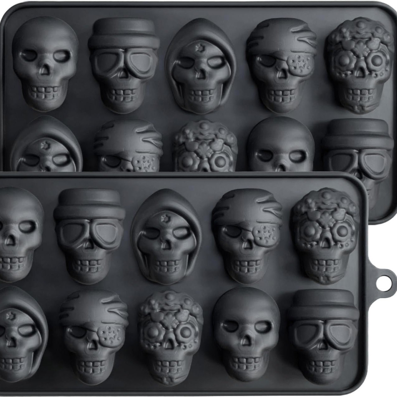 Piiriülene plahvatusohtlik koljujäätis 10 ühtlast halloweeni šokolaadivormi loominguline omatehtud silikoonist jäätis lehtriga