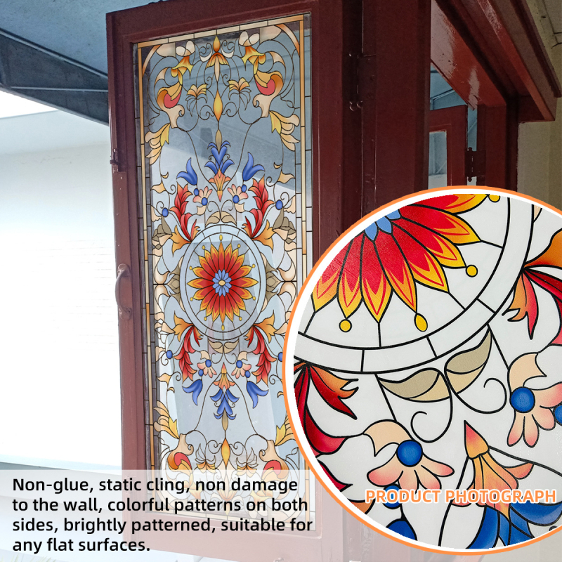 DJ7047 lihtsa värvimustriga elektrostaatiline klaasist isekleepuvad kahepoolsed trükiakna kleebised, mis on nähtavad ilma liimita