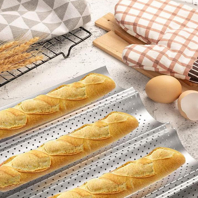 Prantsuse pulgavorm mittenakkuva pinnaga 2 pesa 3 pesa 4 pesa paksendatud prantsuse pulgavorm koogivorm laineline prantsuse pätsileib küpsetusplaat rest