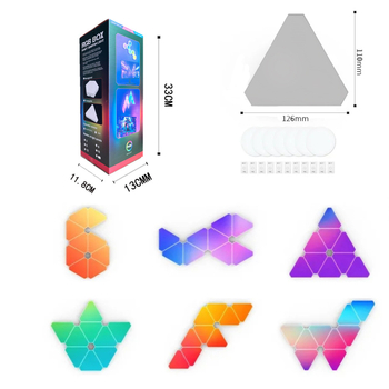 Trīsstūrveida kvantu lampa e-sporta inteliģenta skaņas uztveršanas lampa trīsstūrveida nepāra gaismas tāfele RGB spēle DIY savienošanas LED