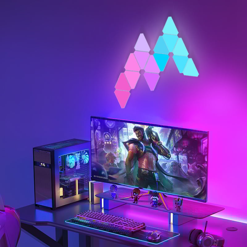 Trīsstūrveida kvantu lampa e-sporta inteliģenta skaņas uztveršanas lampa trīsstūrveida nepāra gaismas tāfele RGB spēle DIY savienošanas LED