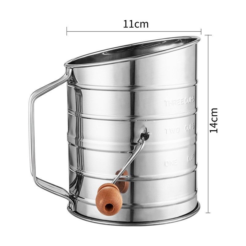 Miltų sietas, rankinis, nerūdijančio plieno, pusiau automatinis, rankų darbo miltų sietas, rankomis presuotas virtuvinis miltų sietas, pyrago pavyzdžių kepimo įrankis