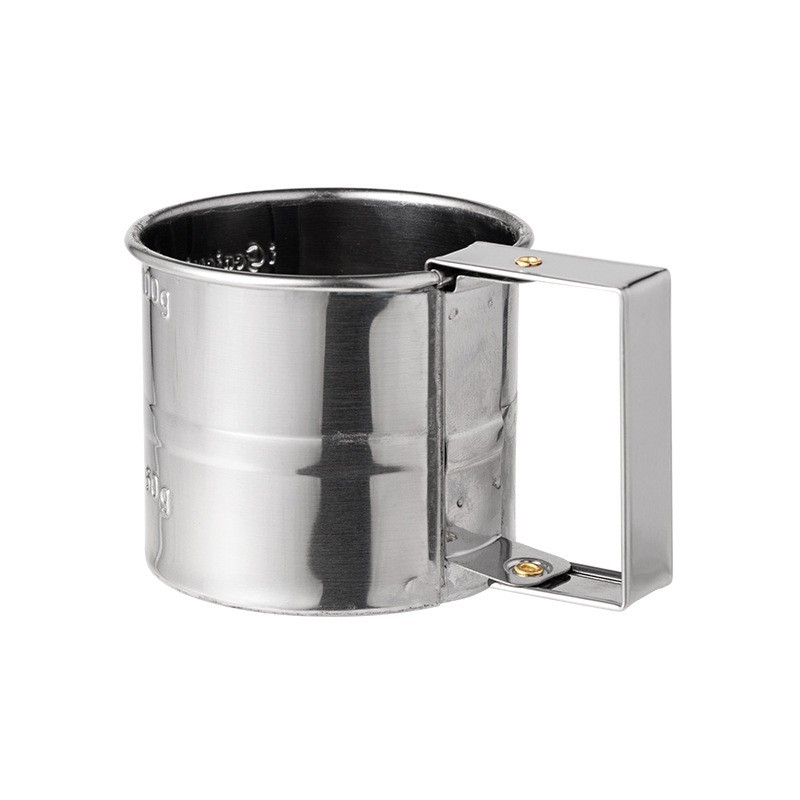 Miltų sietas, rankinis, nerūdijančio plieno, pusiau automatinis, rankų darbo miltų sietas, rankomis presuotas virtuvinis miltų sietas, pyrago pavyzdžių kepimo įrankis