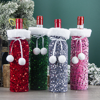 Naujos tarpvalstybinės kalėdinės dekoracijos, europietiškos ir amerikietiškos blizgučiais puoštos vyno butelių maišeliai, pliušinio vyno rinkiniai, dovanų maišeliai, viešbučio stalo dekoravimas
