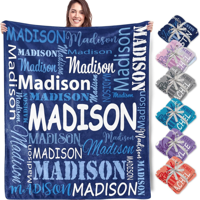 Персонализирано одеяло с име, фланелено одеяло за баща, майка, дете, приятел, подарък за рожден ден, подходящ за легло, диван
