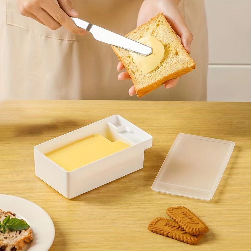 Japoniško stiliaus importuota sviesto laikymo dėžutė su sandaria dėžute, sviesto šviežumo laikymo pjaustymo dėžutė, daugiafunkcinė šaldytuvo šviežumo laikymo dėžutė su dangteliu